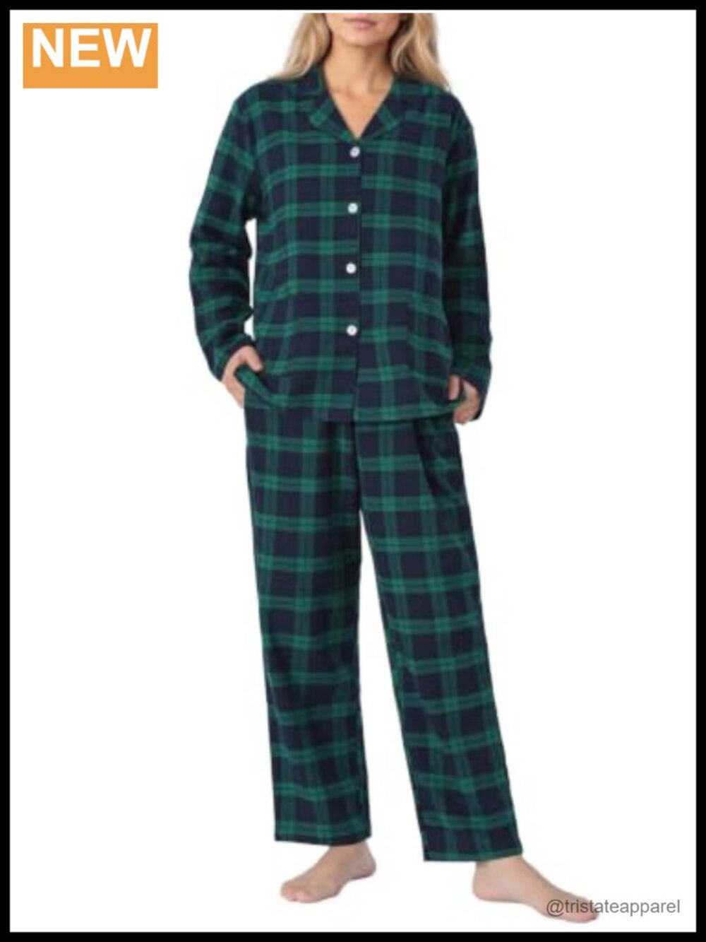 Petite Cotton Flannel Pajama Set Button Up PJs Sleepwear